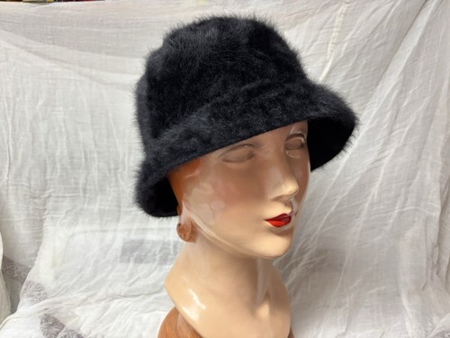 Cappello nero angora bucket - angora,