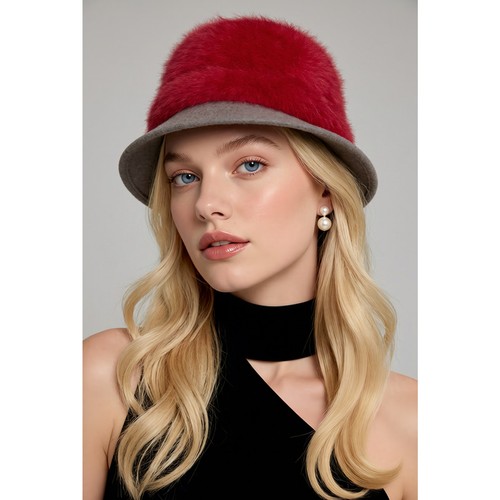 Cappello fuzzy rosso angora - cappello,